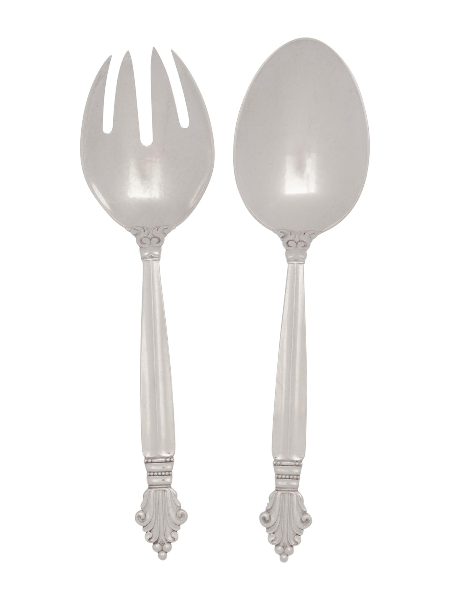 A Group of Six Georg Jensen Acanthus Silver Flatware Articles
