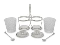 An American Silver and Cut Glass Jam Pot Set