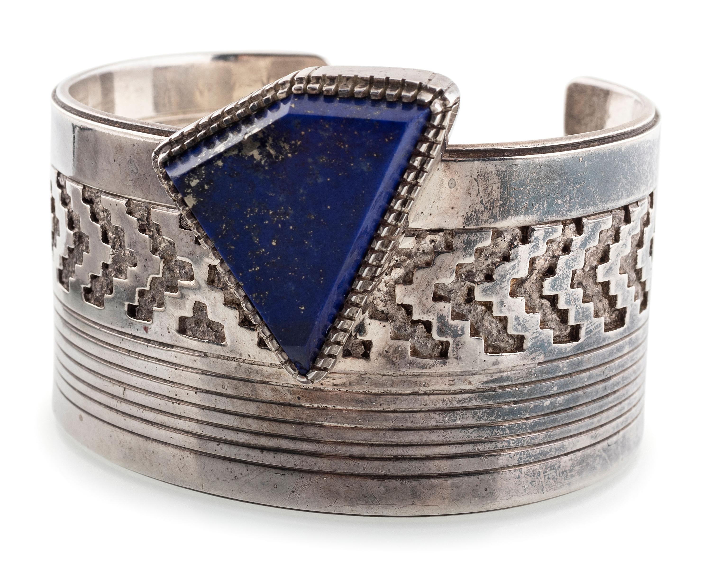 Silver and Lapis Cuff Bracelet