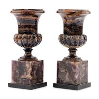 A Pair of English "Blue John" Urns
