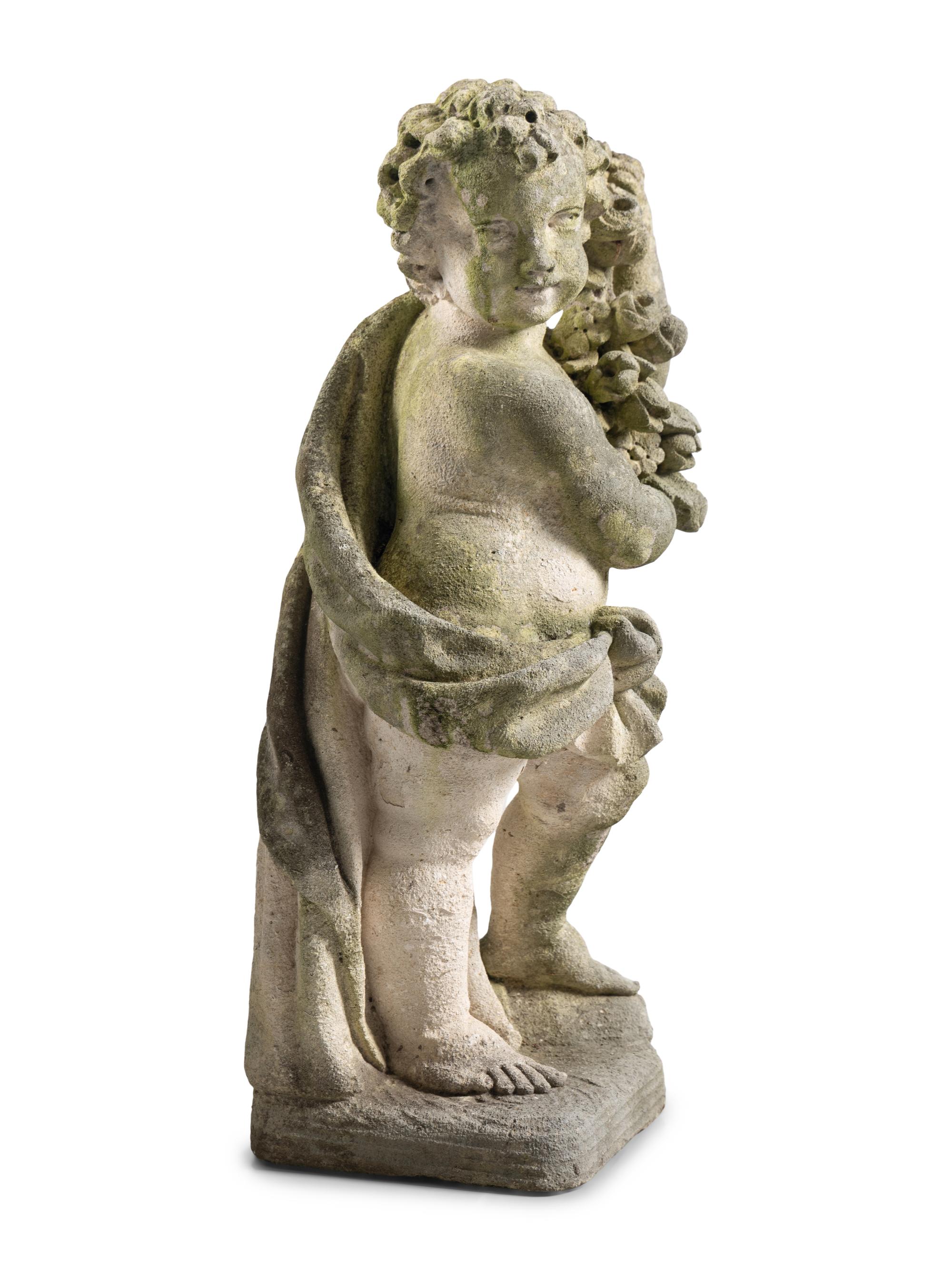 A Pair of Carved Limestone Garden Figures