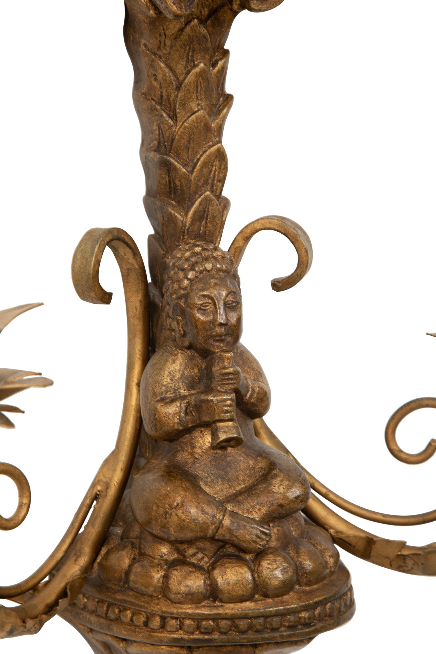 A Pair of Giltwood and Gilt Metal Two Light Wall Sconces