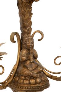 A Pair of Giltwood and Gilt Metal Two Light Wall Sconces