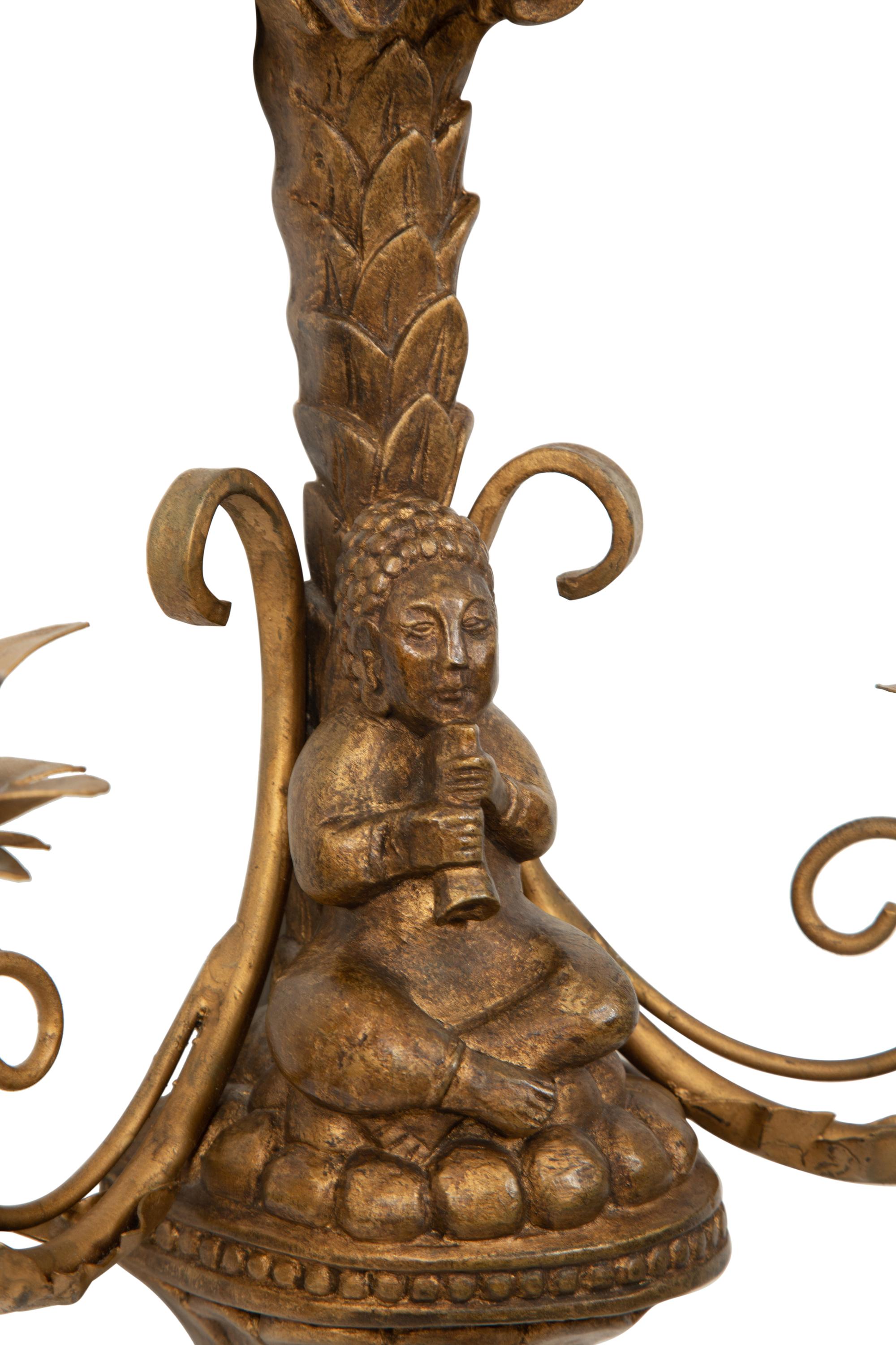 A Pair of Giltwood and Gilt Metal Two Light Wall Sconces