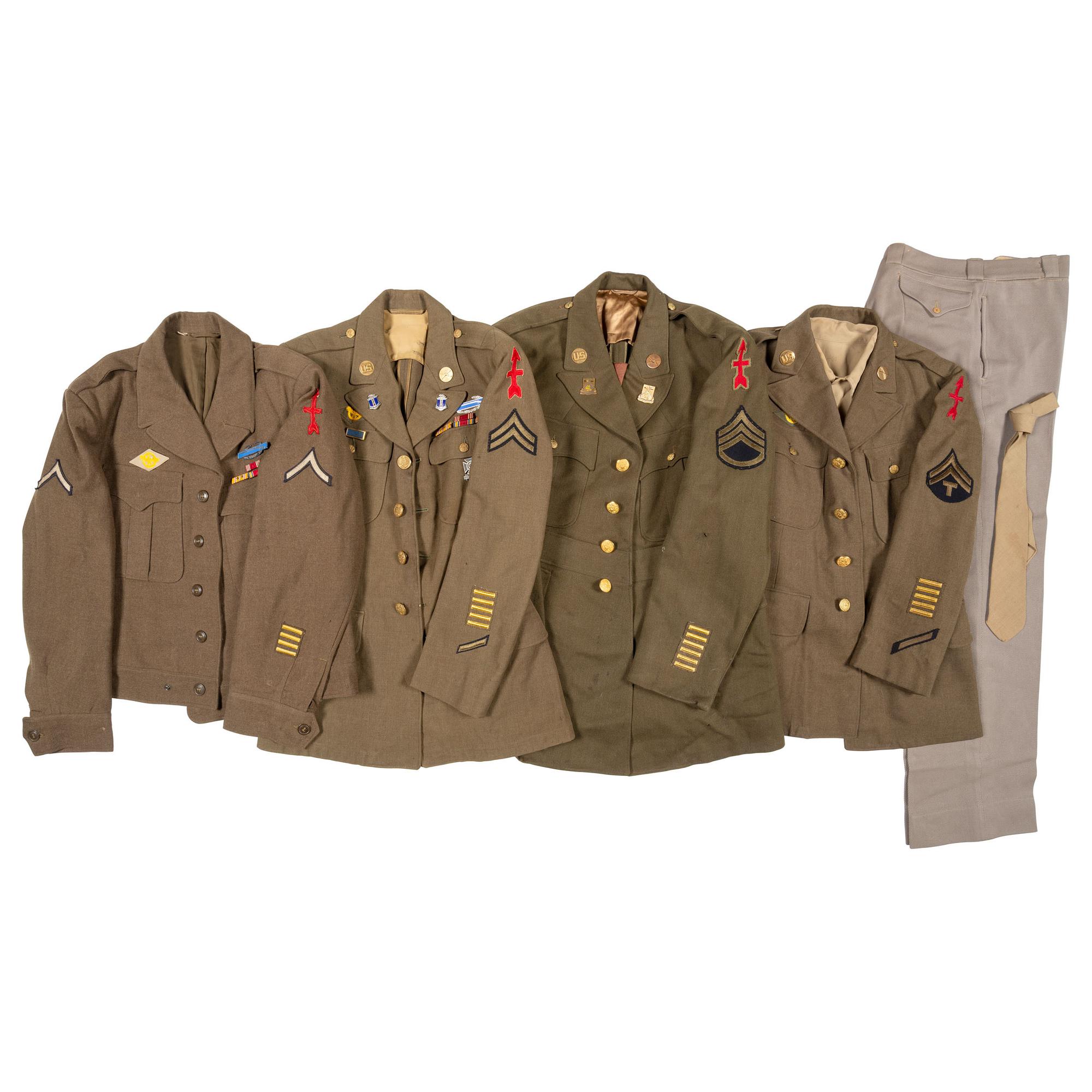 Group of 9 Enlisted Dress Jackets including 1st Cavalry Division