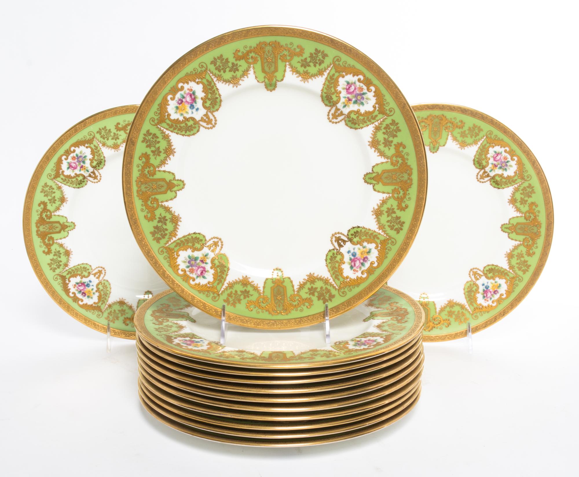Thirteen Cauldon Dinner Plates. Diameter 10 3/4 inches.