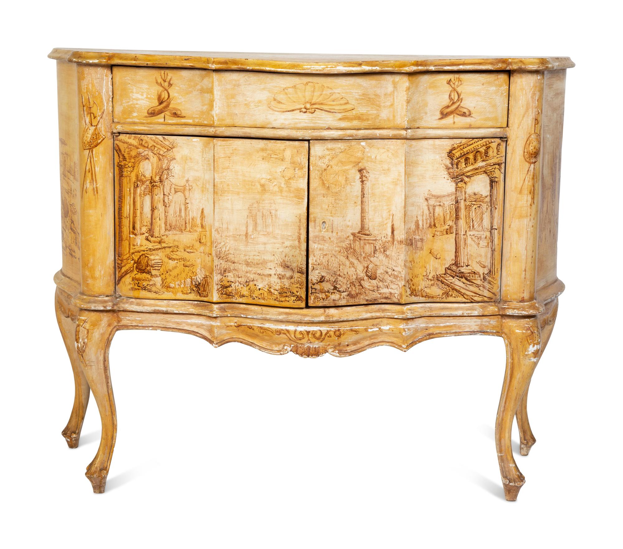 An Italian Neoclassical Style Polychrome Painted Cabinet — 20TH CENTURY