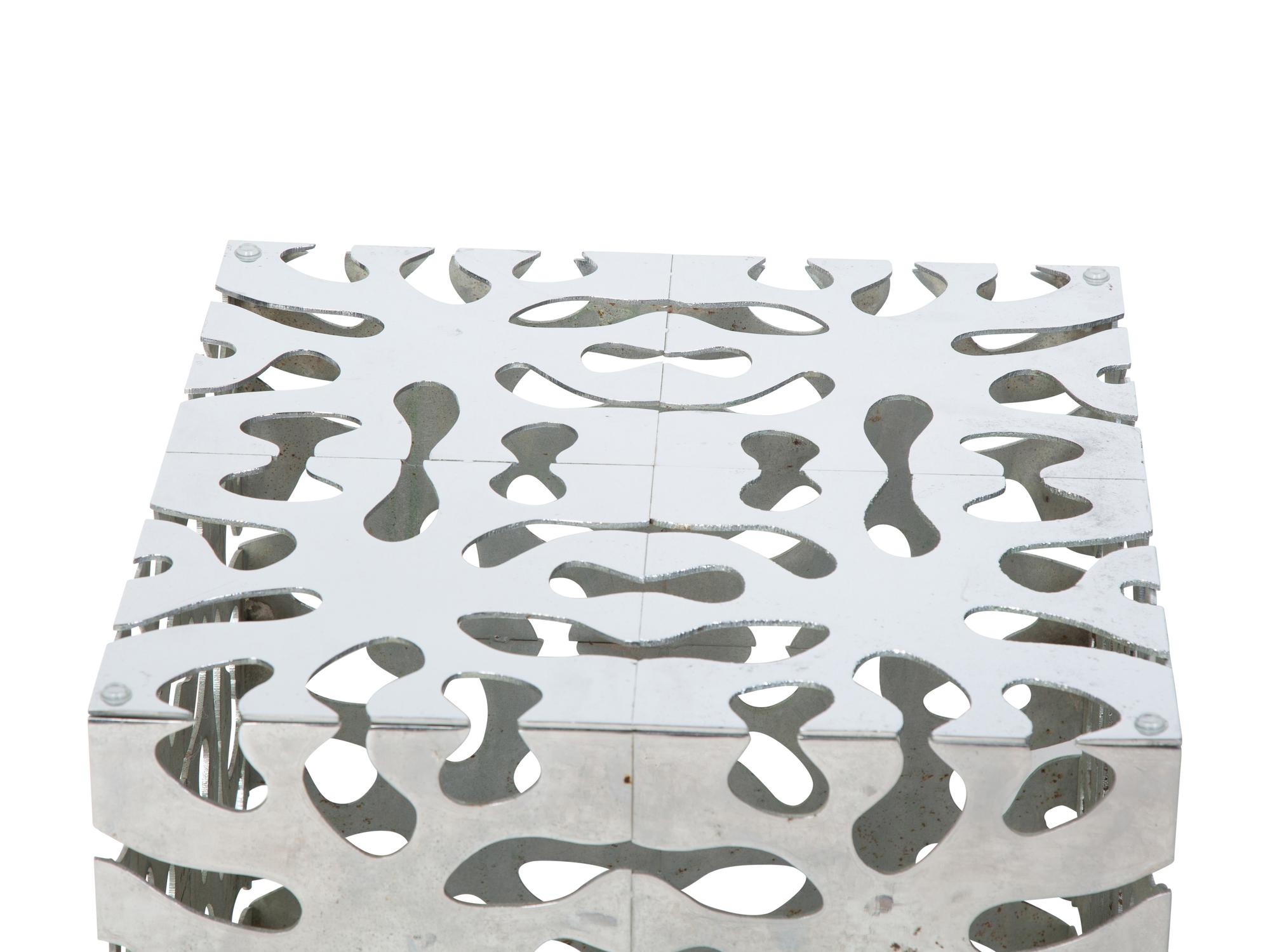 A Pair of Tri-Mark Reticulated Chrome-Plated Steel Cube Tables — MID-20TH CENTURY