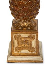 An Italian Painted and Gilt Pineapple Lamp