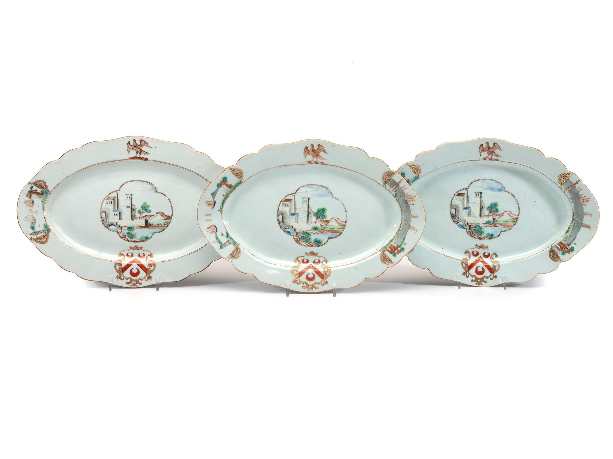 Twelve Chinese Export Pole Family Armorial Porcelain Articles