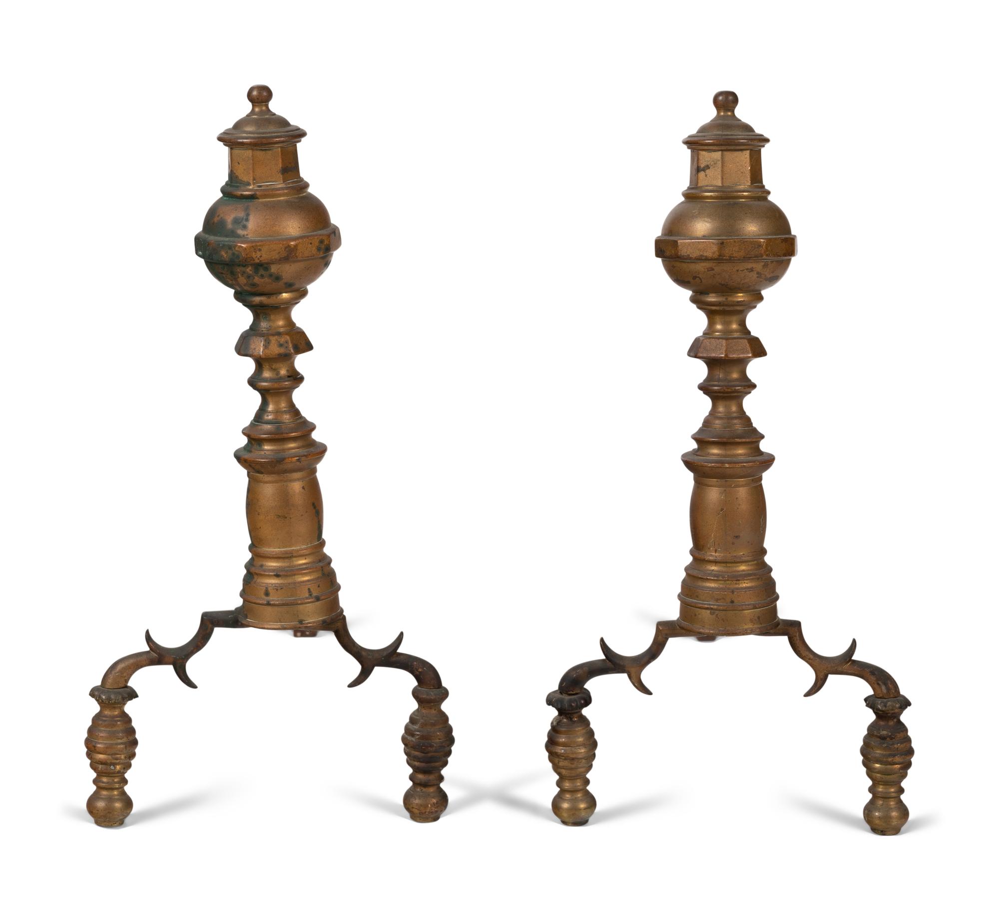 A Pair of Federal Style Ball-Top Andirons
