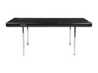 A Black Leather and Steel Mounted Desk