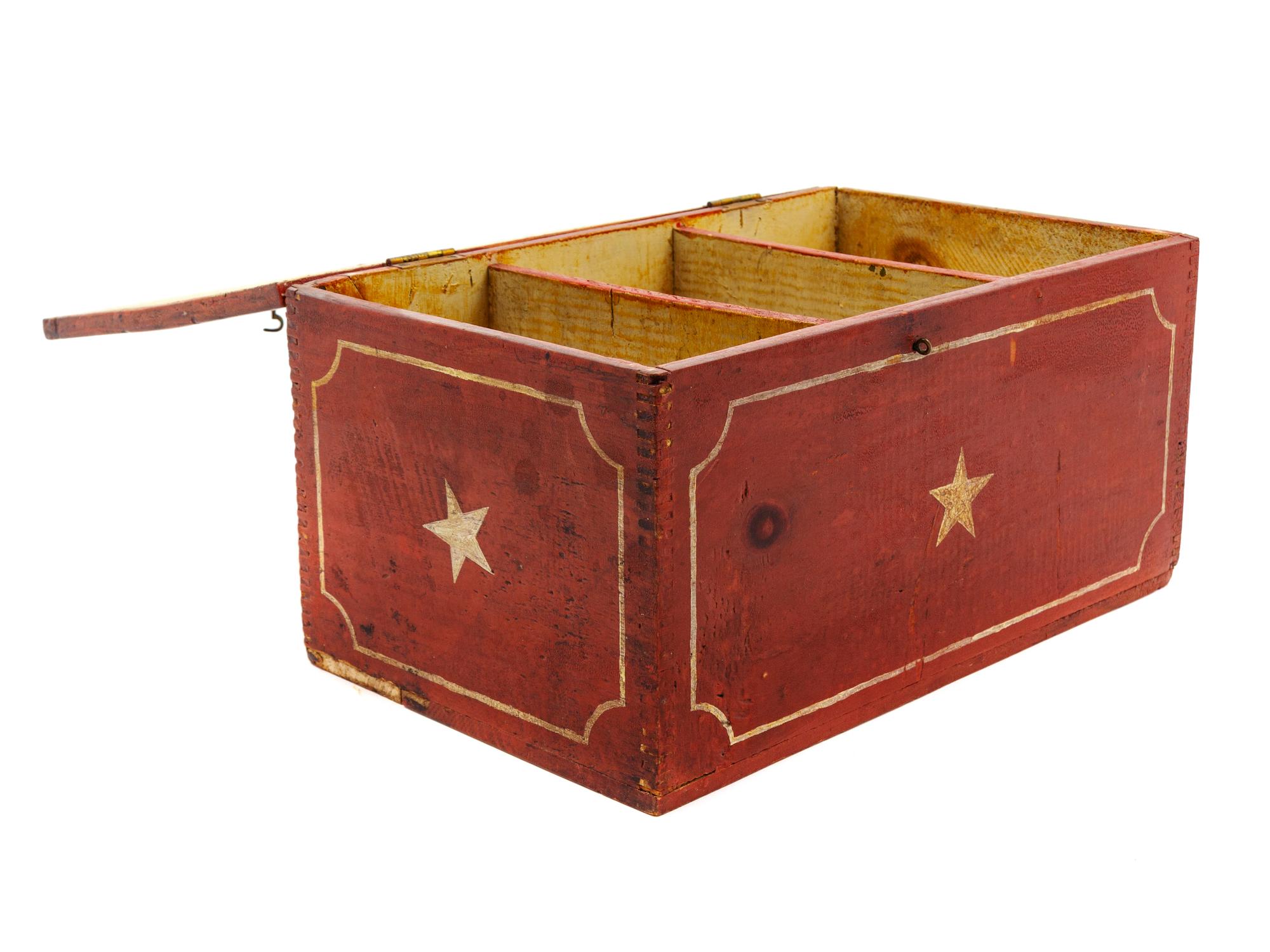 A Federal Red and White Painted Pine Box