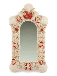 An Italian Grotto Style Shell and Coral Mounted Mirror