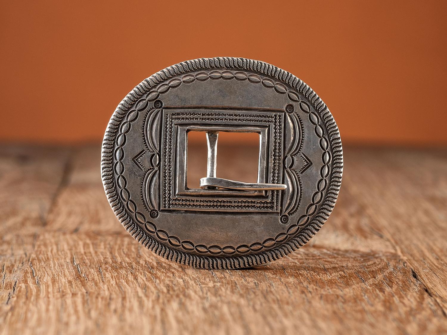 Navajo Stamped and Chiseled Ingot Belt Buckle