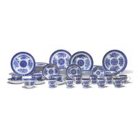 A Large Group of Sixty-Five Chinese Export Porcelain Fitzhugh Tablewares