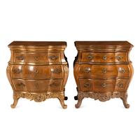 A Pair of Italian Walnut and Parcel Gilt Commodini