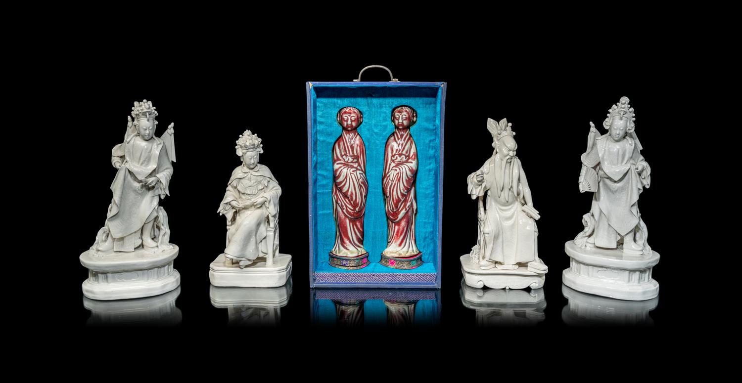Three Pairs of Chinese Porcelain Figures