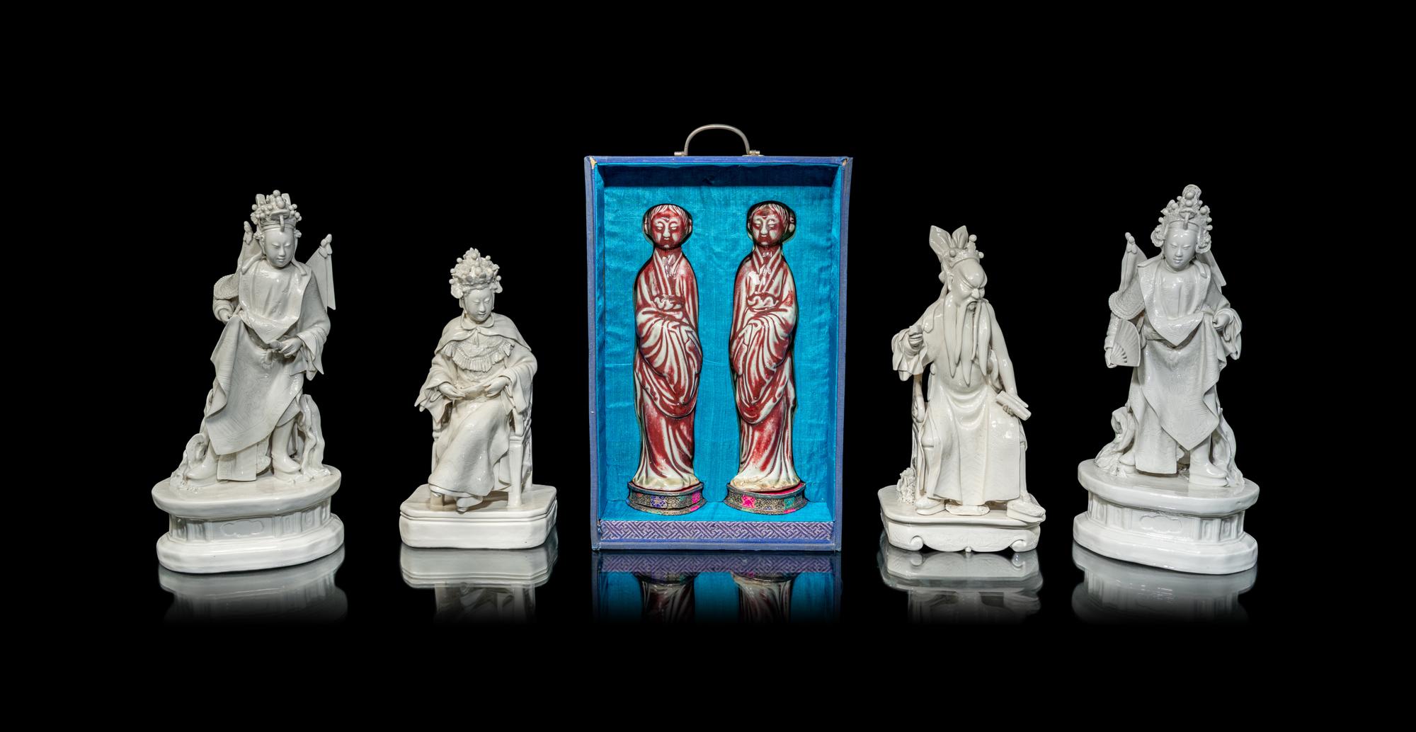 Three Pairs of Chinese Porcelain Figures