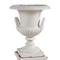 A Set of Three White Painted Iron Garden Urns