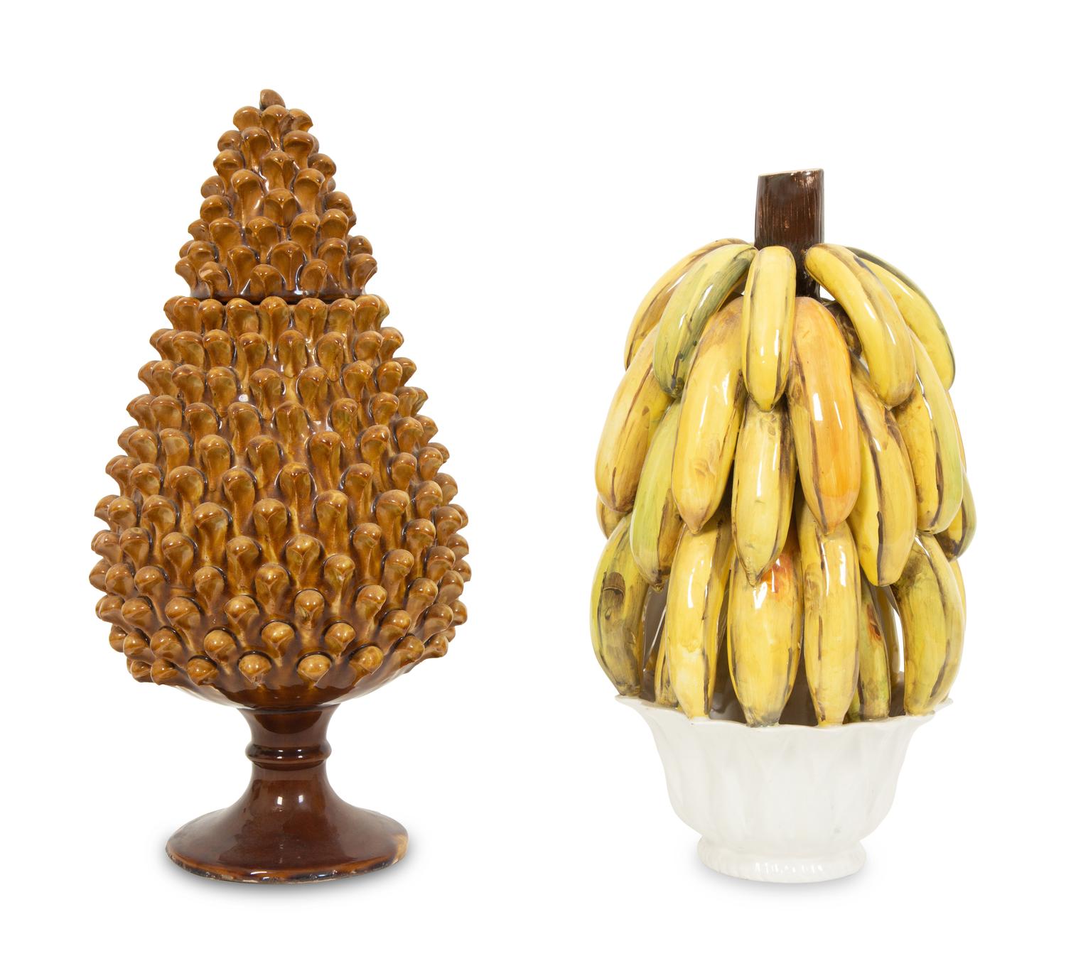 Two Continental Glazed Ceramic Table Ornaments