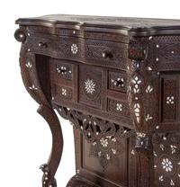 A Syrian Mother-of-Pearl Inlaid Carved Walnut Console Table