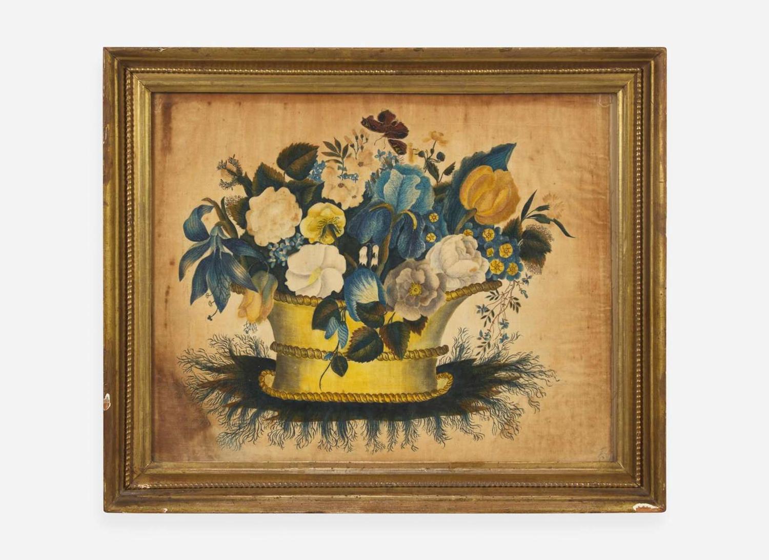 American School 19th century, A theorem: Butterfly and Flowers, first half 19th century