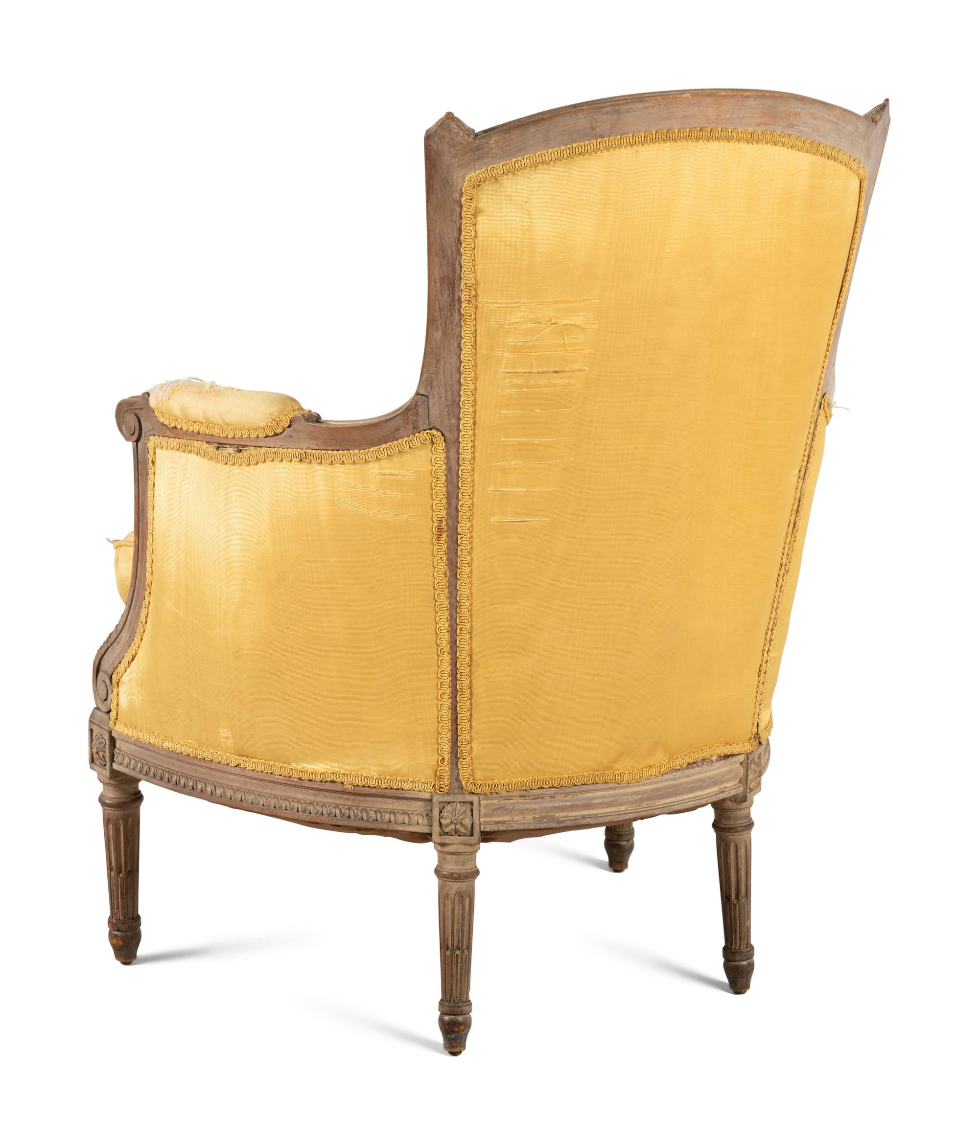 A Louis XVI Style Cerused Beechwood Bergere