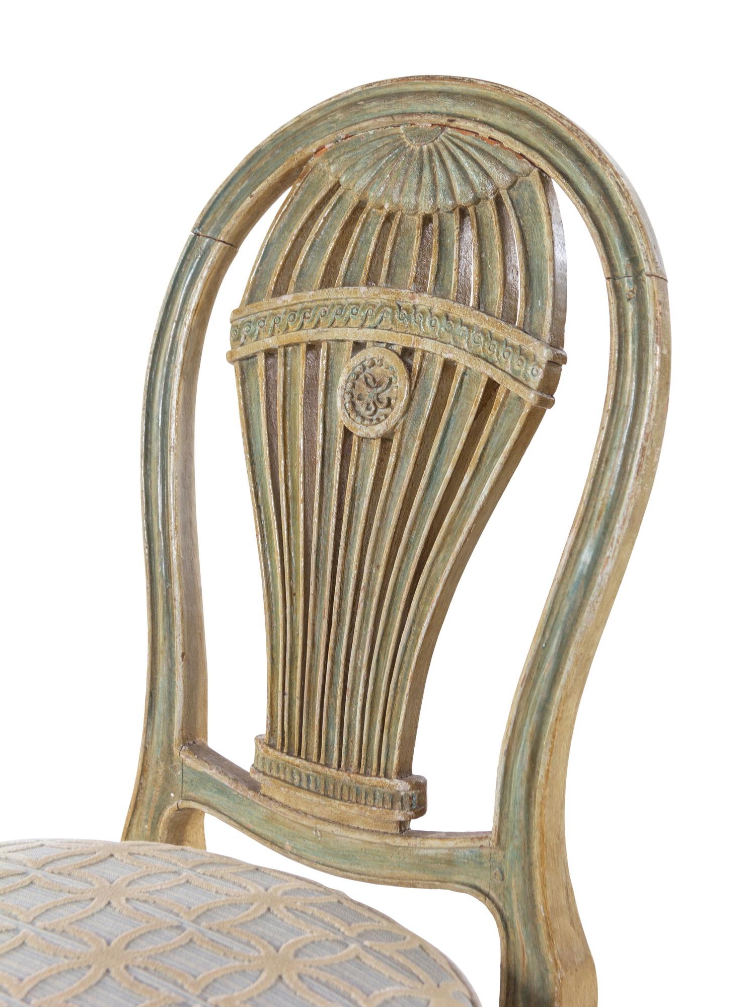 A Set of Six French Painted "Montgolfier" Dining Chairs