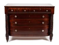An American Empire Mahogany Chest of Drawers with Dressing Mirror