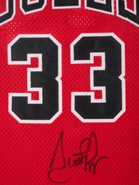 A Group of Scottie Pippen and Dennis Rodman Signed Autograph 1990s Chicago Bulls Jerseys (Beckett Authentication Services Letters BAS Certified),