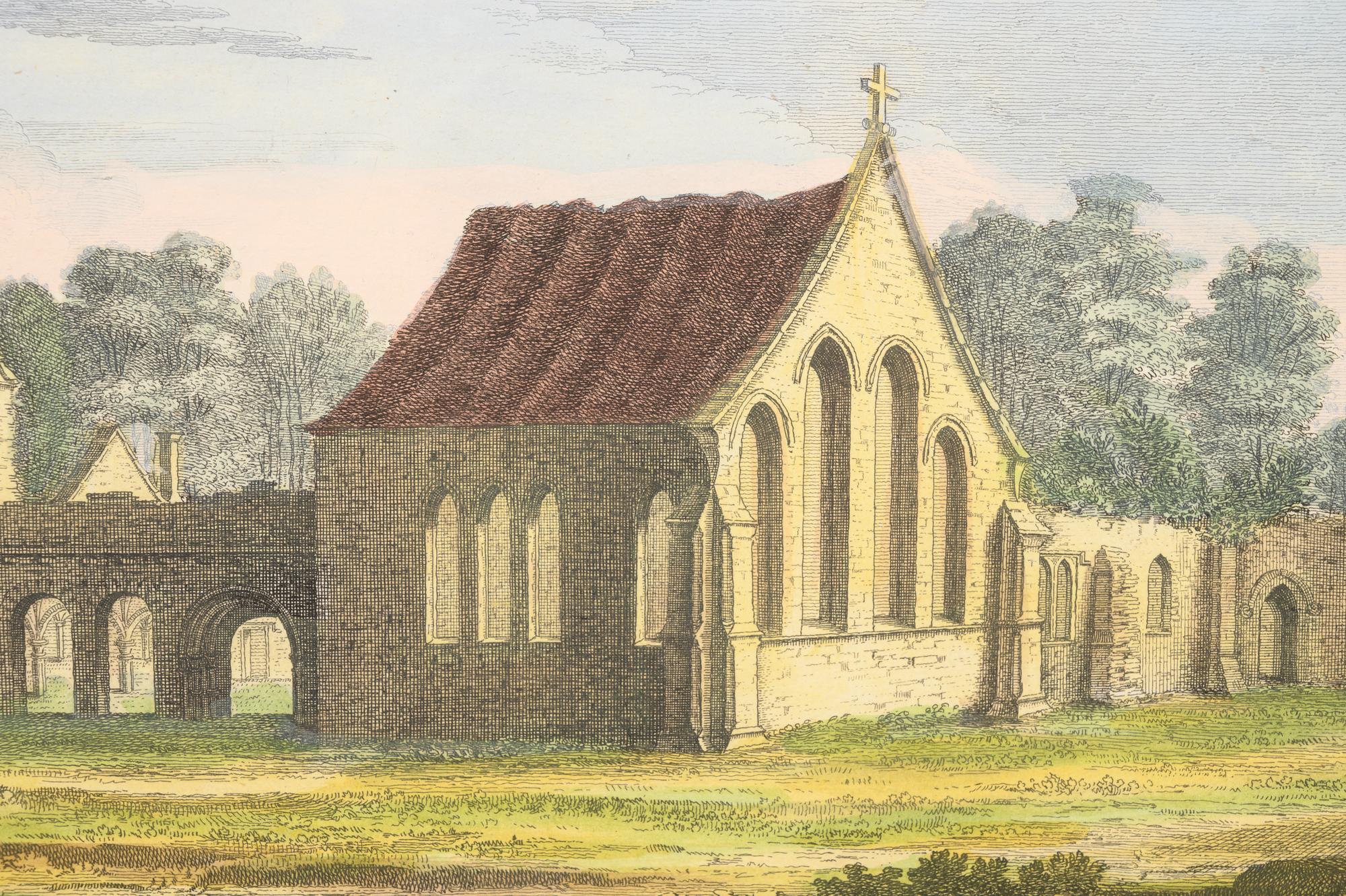 A Set of Eight English Architectural Engravings with Hand-Coloring