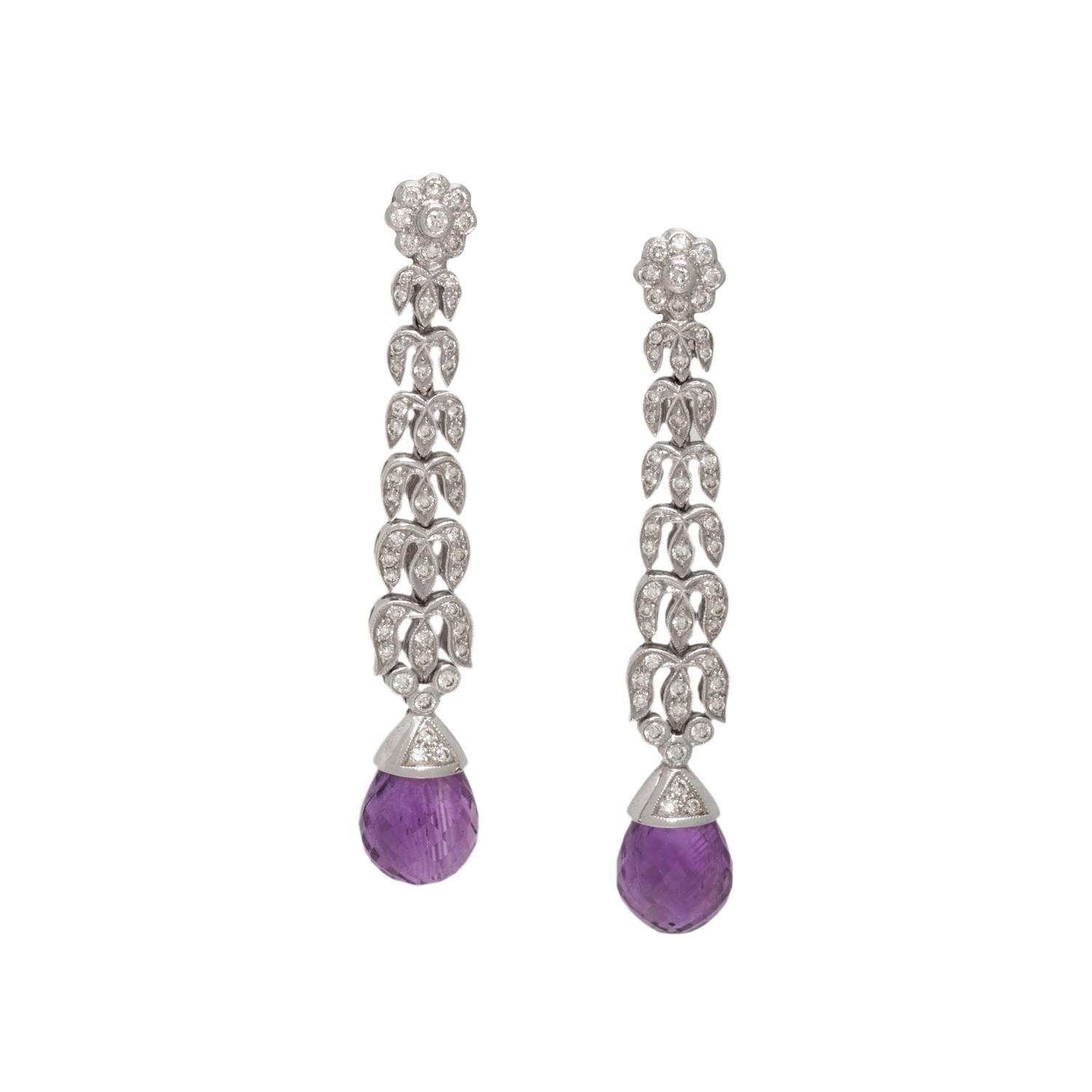 DIAMOND AND AMETHYST EARCLIPS