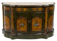 A Louis XV Style Painted Serpentine Console Cabinet Height 38 x width 60 inches. — 20TH CENTURY