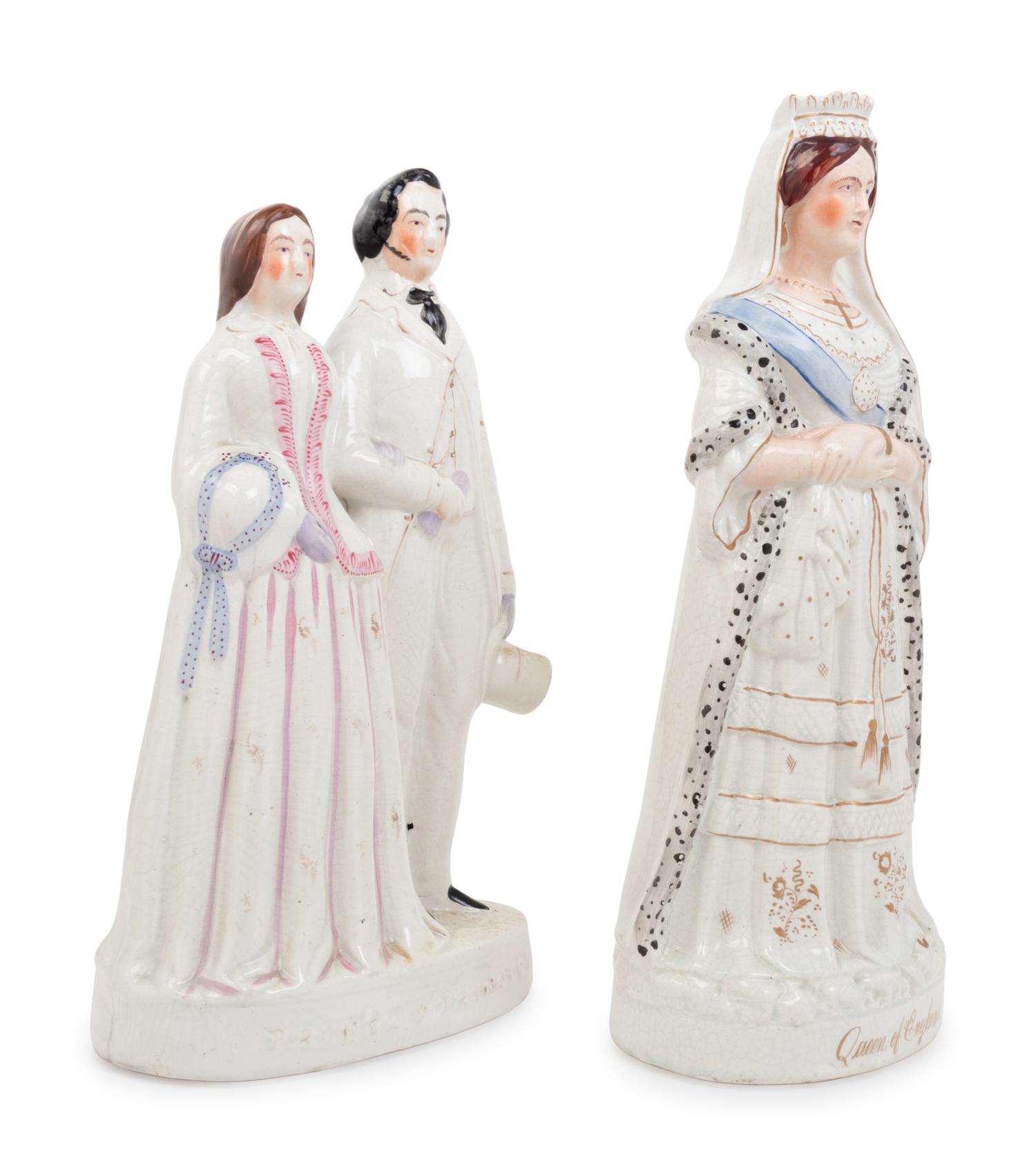 A Group of Two Staffordshire Ceramic Figural Groups