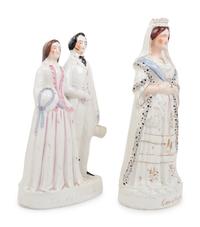 A Group of Two Staffordshire Ceramic Figural Groups