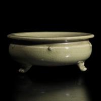 A Chinese Longquan Celadon Glazed Porcelain Censer 龍泉青瓷香爐