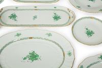 A Partial Herend Chinese Green Bouquet Porcelain Dinner Service and Serving Pieces — 20TH CENTURY