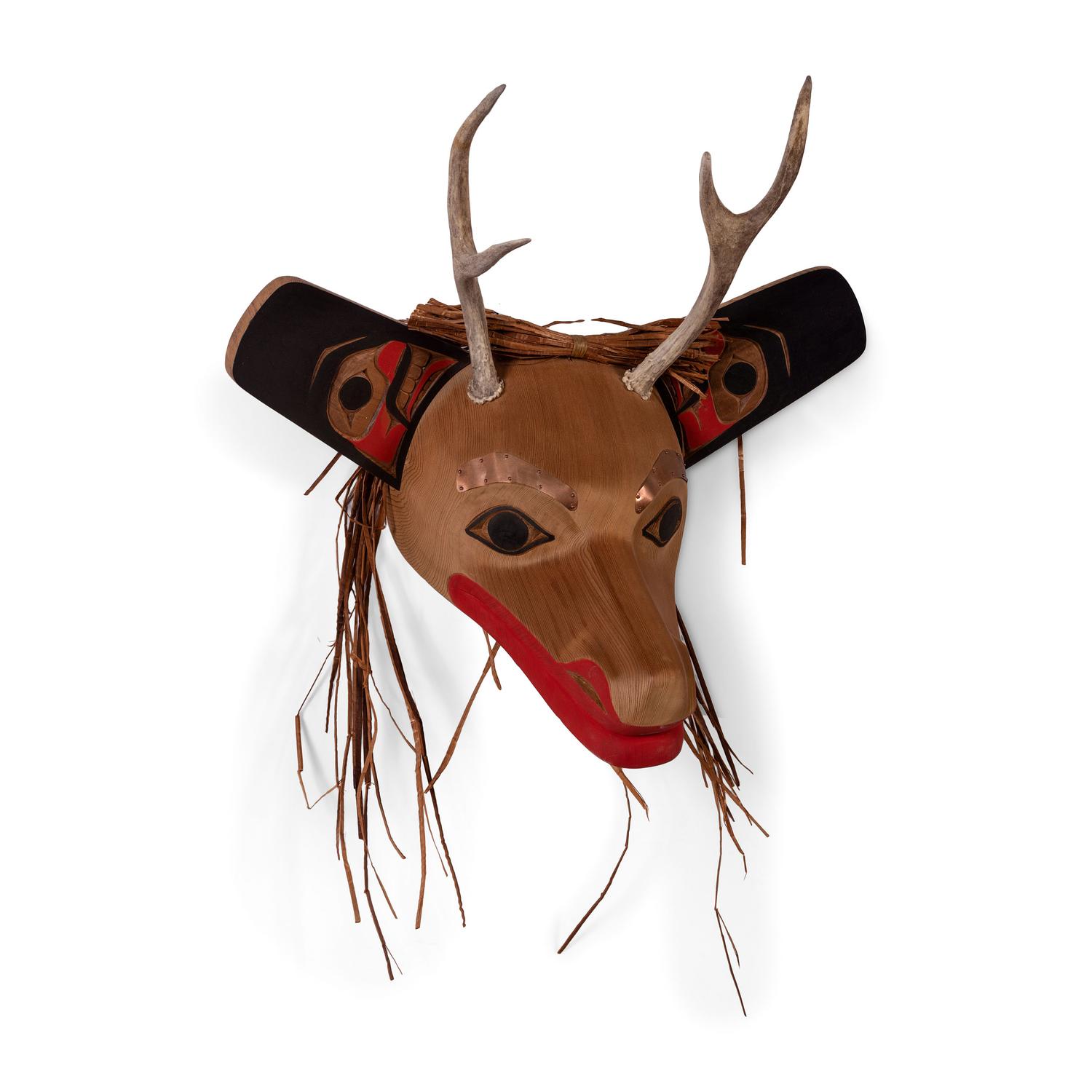 Carved and Painted Deer Mask