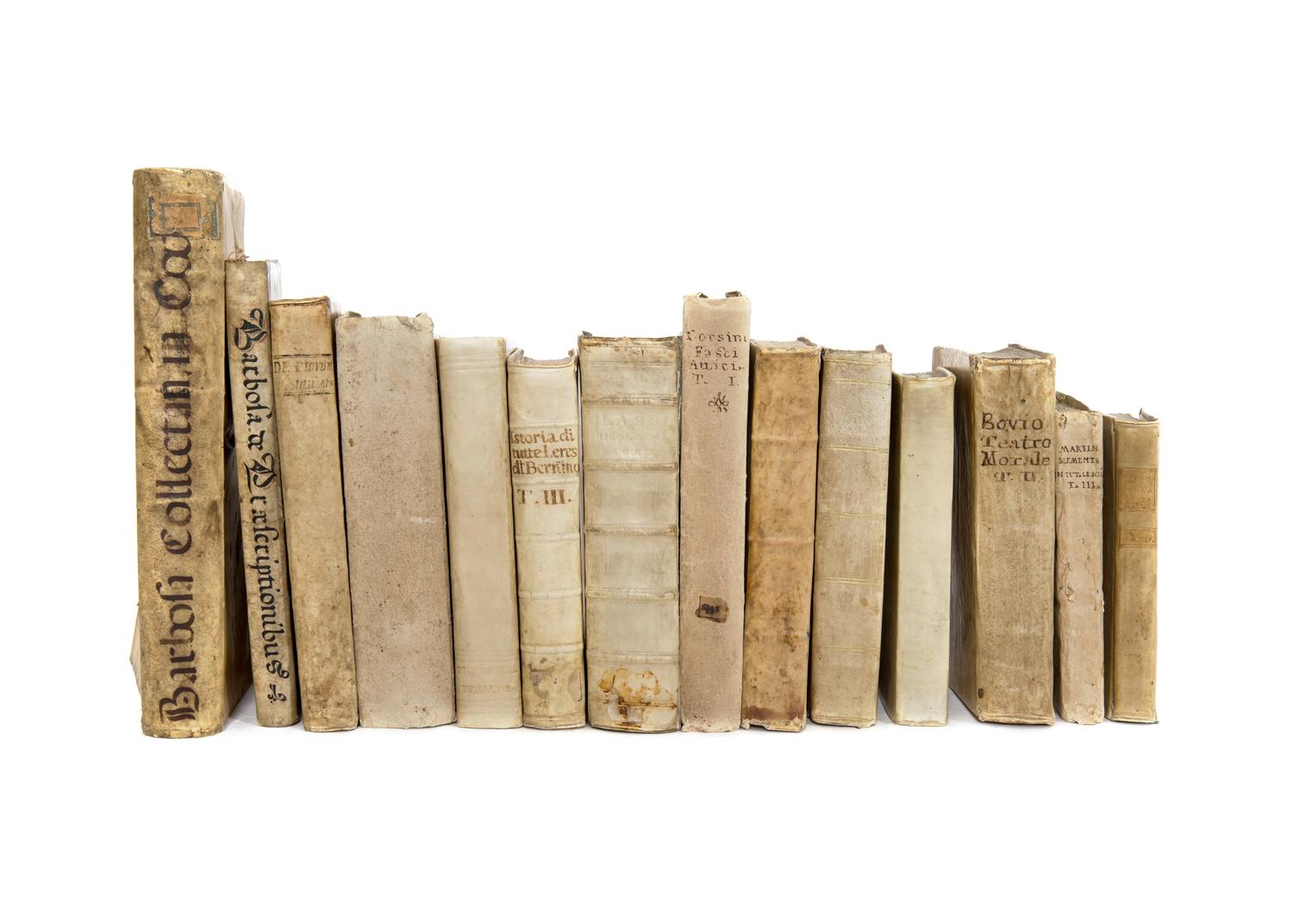 A Collection of Fourteen Continental Vellum and Parchment-Bound Books