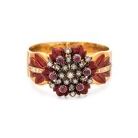 FRENCH, VICTORIAN, DIAMOND, RUBY AND ENAMEL BANGLE BRACELET