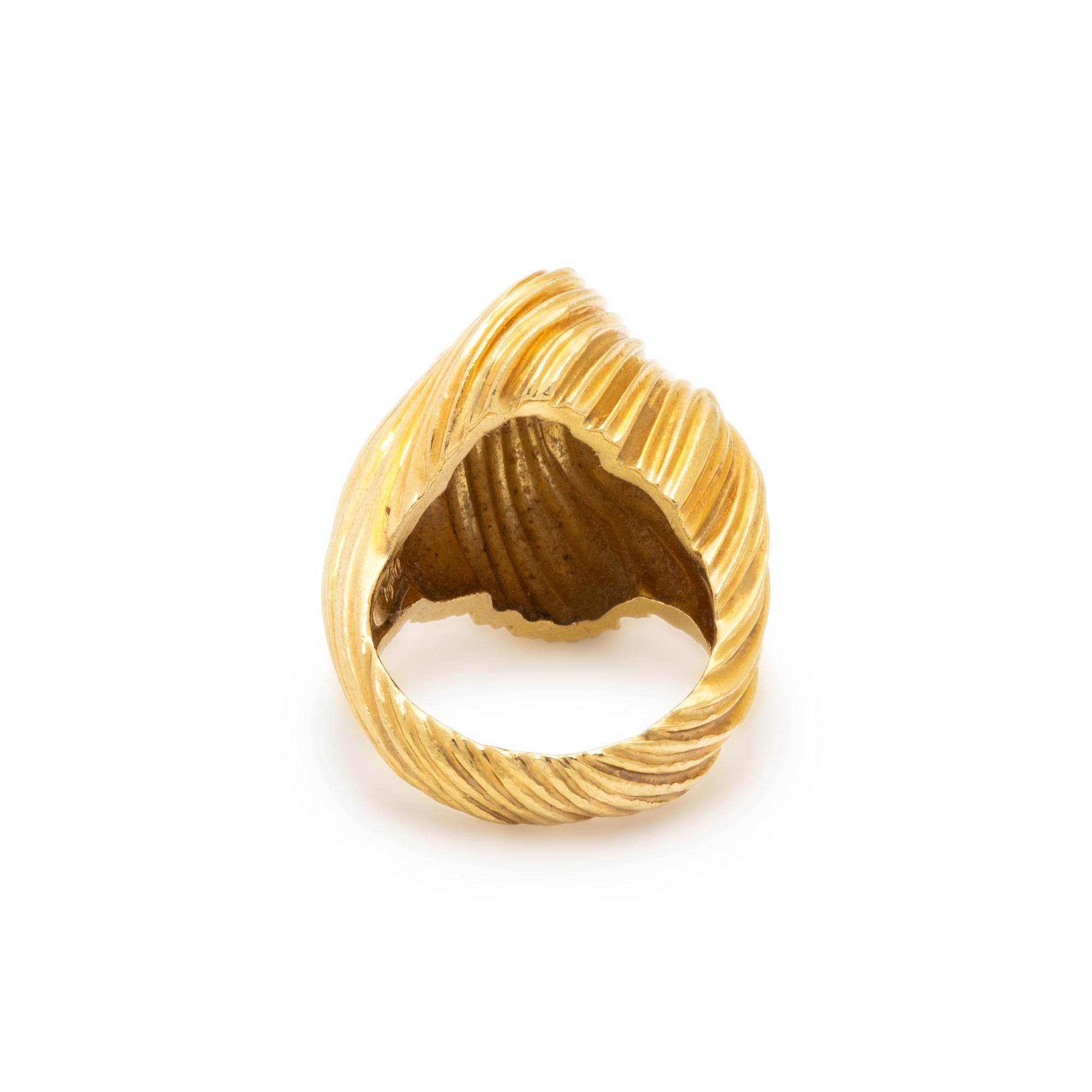 HENRY DUNAY, YELLOW GOLD RING