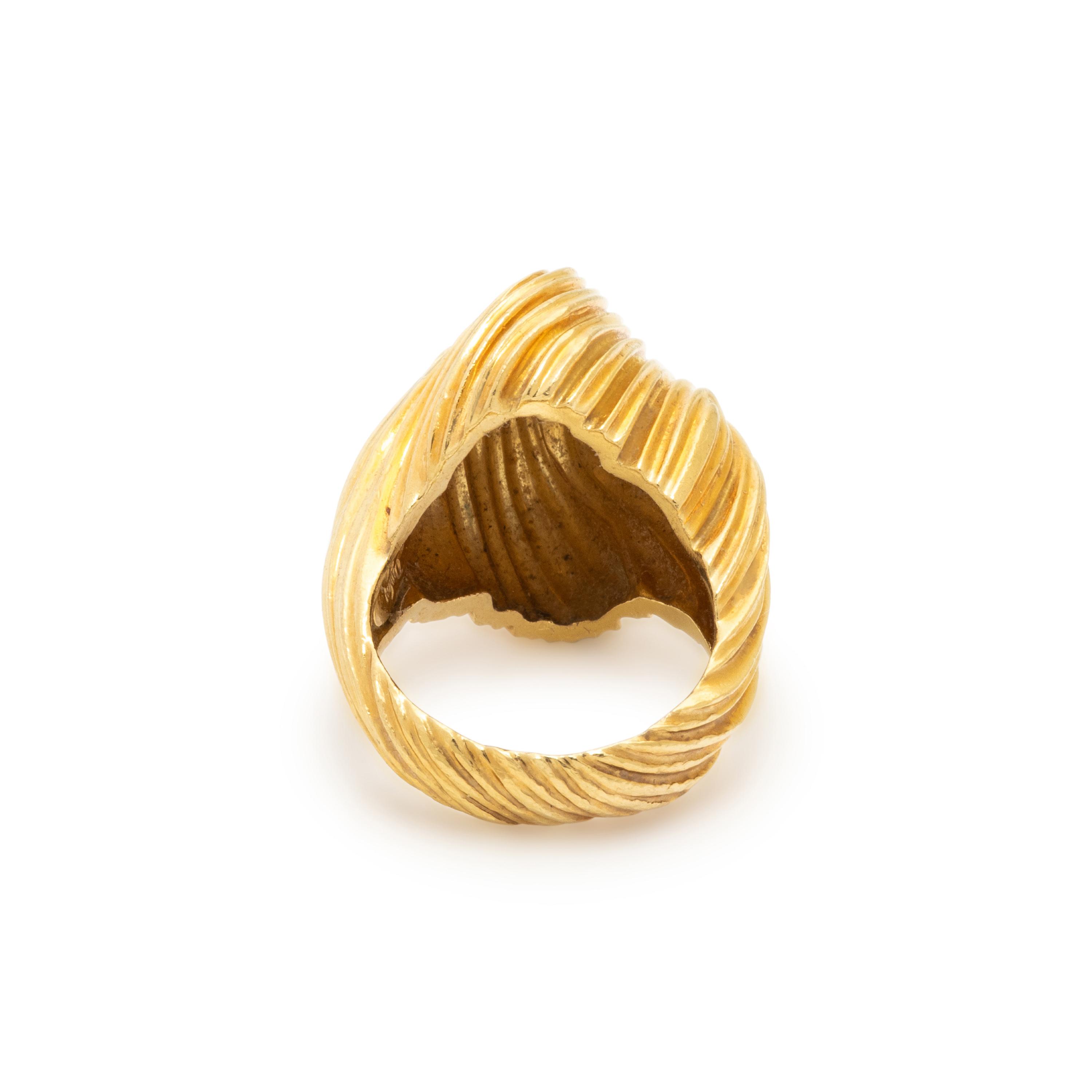 HENRY DUNAY, YELLOW GOLD RING