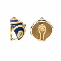 TIFFANY & CO., TURQUOISE, ENAMEL, AND YELLOW GOLD EARRINGS