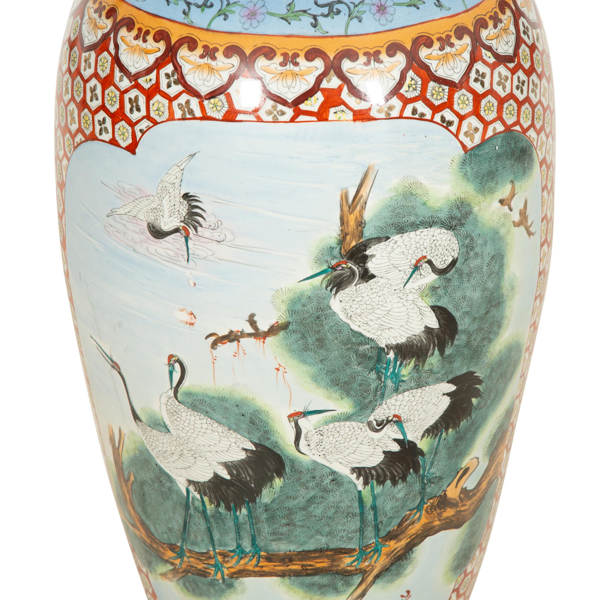 A Chinese Porcelain Palace Vase with Scenes of Exotic Birds in Landscapes