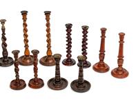 Eight Pairs of English Turned Wood Candlesticks