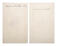 [NATIVE AMERICANS]. ALBERTSTONE, R. and MOOSBAUER, L., photographers. A group of 2 boudoir photographs of Tlingit figures in traditional regalia. Sitka, Alaska: Reuben Albertstone & Co., ca 1890s.