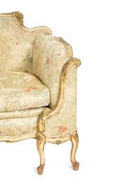 A Louis XV Style Painted and Parcel Gilt Sofa