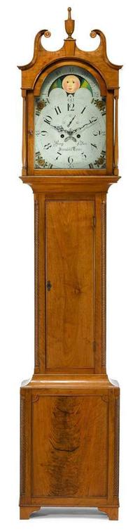Walnut tall case clock henry ober, elizabethtown, pa, circa 1820