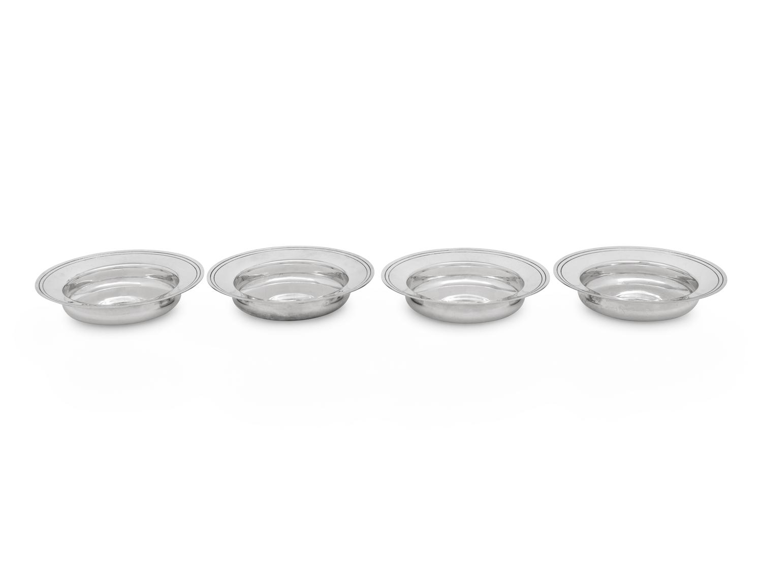 A Set of Four English Silver Ash Receivers